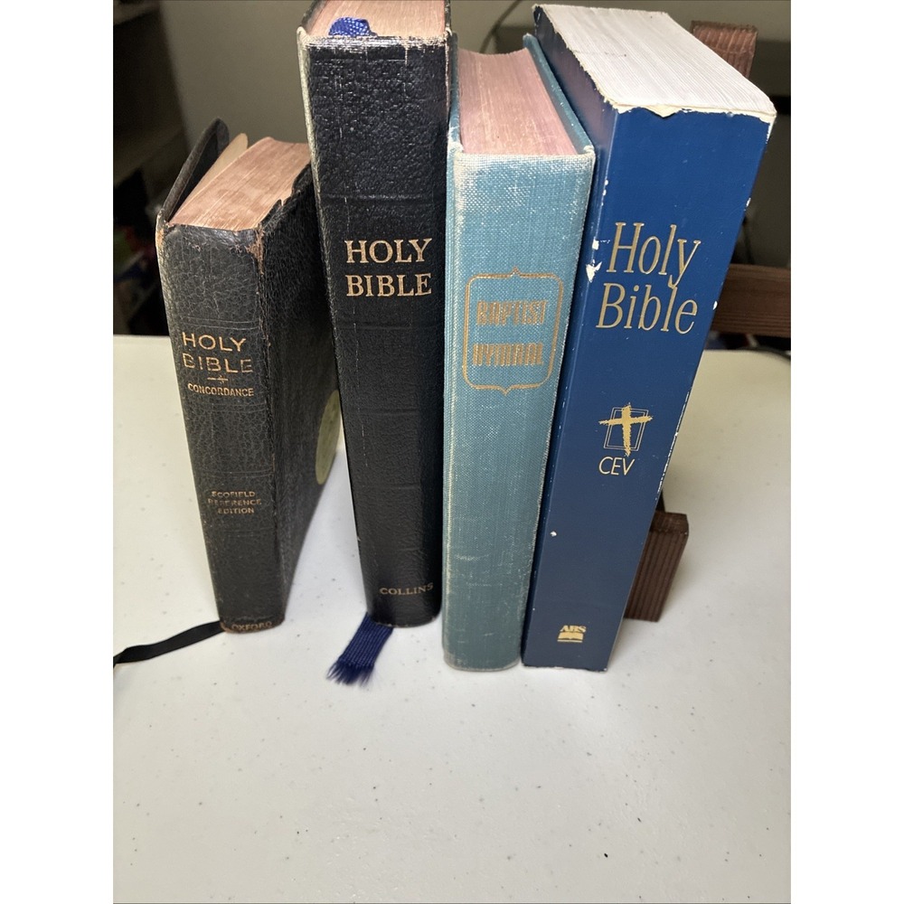 Lot of 3 VTG Holy Bible- 1 Hymnal-antique - Decor-staging
